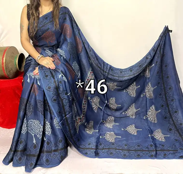 Modal silk ajarakh saree  hend block print uploaded by business on 11/12/2023
