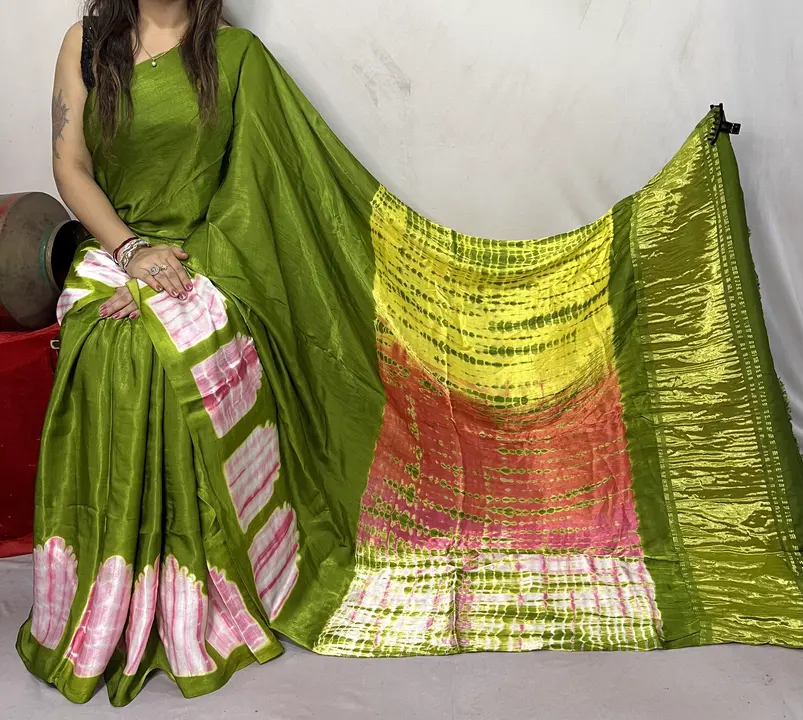 Modal silk clamp with sibory saree  uploaded by Block print saree on 11/12/2023