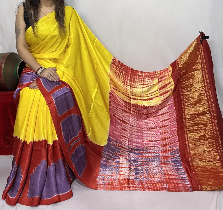 Modal silk clamp with sibory saree  uploaded by Block print saree on 11/12/2023