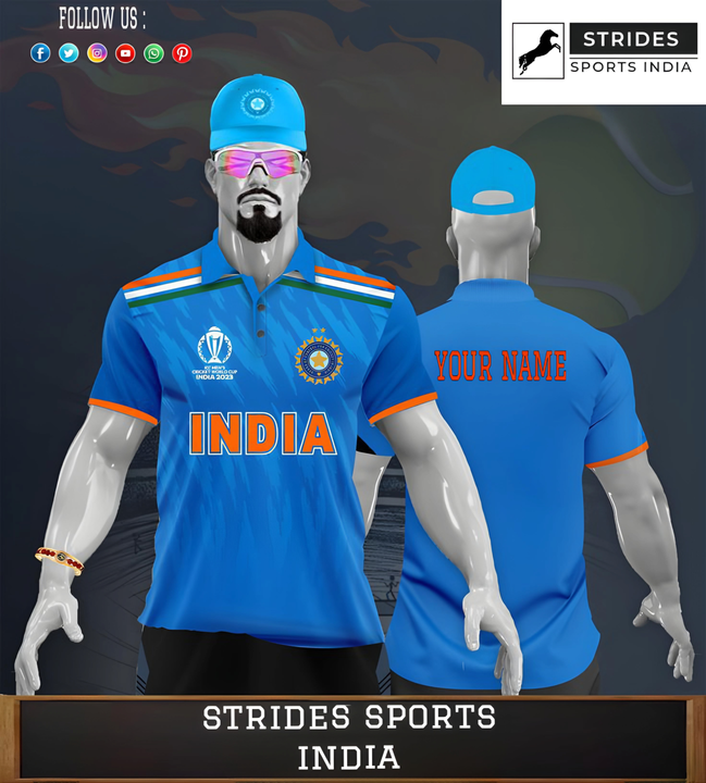 Indian team jersey uploaded by Strides Sports india on 11/14/2023