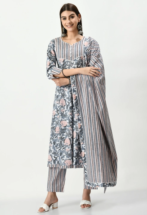 Cotton Printed Kurta set With dupatta  uploaded by business on 11/15/2023