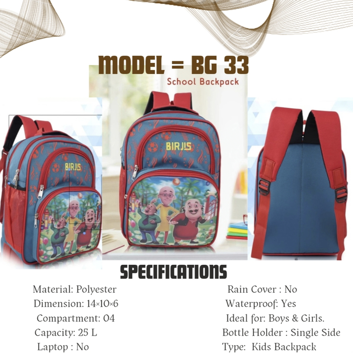 Kids Backpack  uploaded by RBR GLOBAL INDUSTRIES +917303939157 on 11/15/2023
