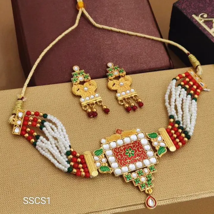 Antique Gold Plated Unique Shape Choker Jewellery Set For Women & Girls uploaded by BB Family Jewel  on 11/16/2023