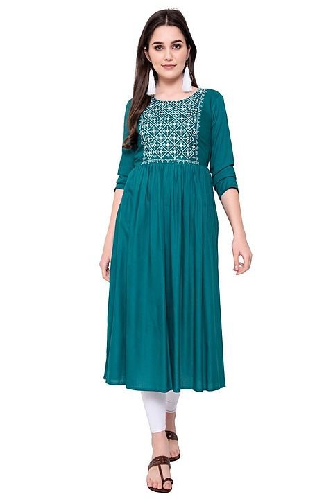 Women Embroidered Rayon A-line Kurta uploaded by business on 7/18/2020