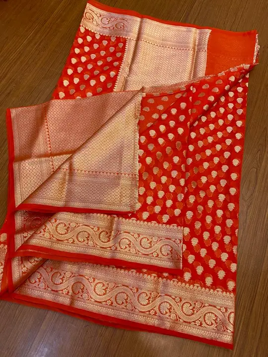 Semi gorgette silk saree uploaded by H. R. Textiles on 11/16/2023
