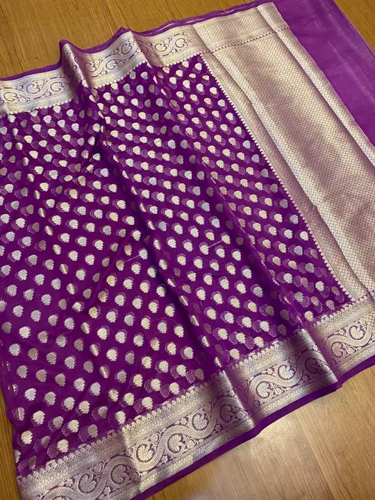 Semi gorgette silk saree uploaded by H. R. Textiles on 11/16/2023