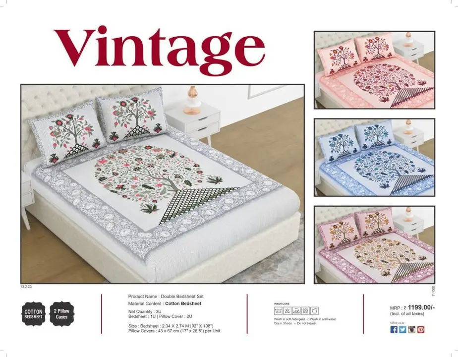 Vintage Queen size double bedsheet set  uploaded by Nikhar Fab Tex on 11/16/2023