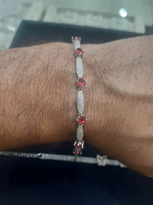 White and red zircon 92.5 silver bracelet uploaded by business on 11/16/2023