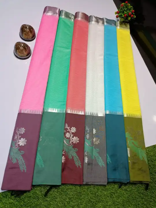 *8️⃣Banarasi semi silk soft Saree*
Allover zari stripe rich look
beautiful scart border meena weavin uploaded by business on 11/17/2023