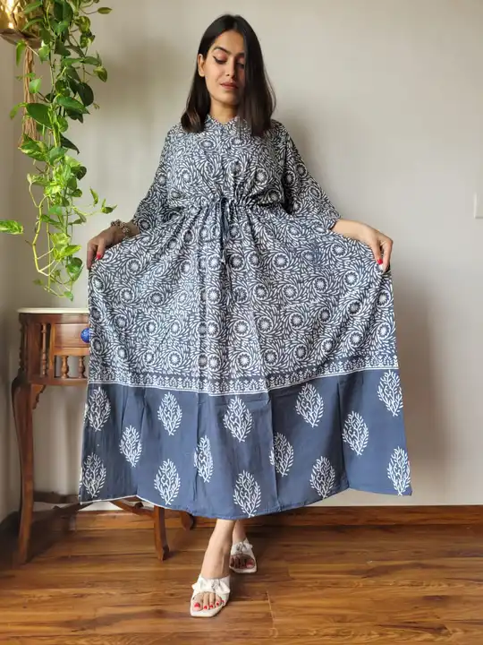 Hand block printed pure cotton long kaftan uploaded by The print house  on 11/17/2023