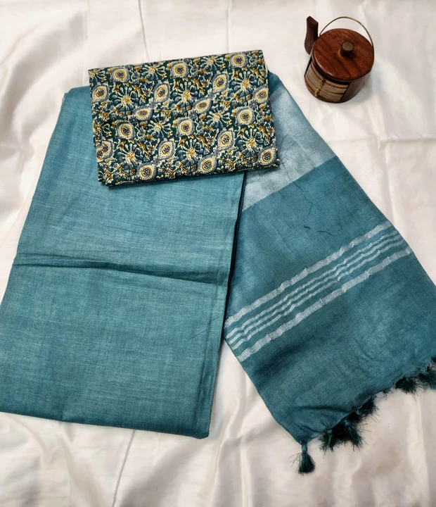 Plan linen saree  uploaded by Bagru crafts on 11/18/2023