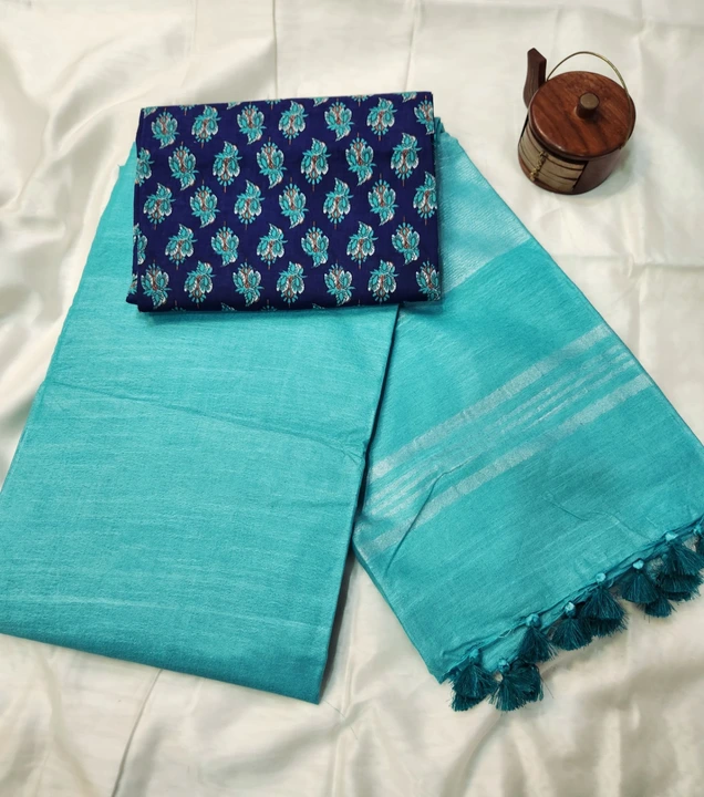 Plan linen saree  uploaded by Bagru crafts on 11/18/2023
