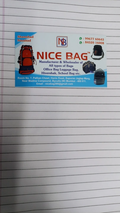 Visiting card store images of NICE BAG