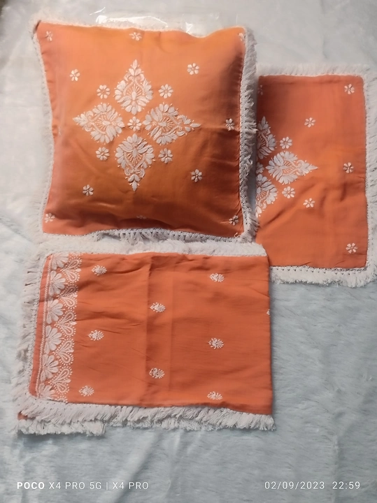 Chikankari cousion set runner uploaded by business on 11/18/2023