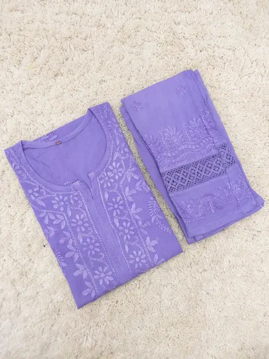 Mul Dyable Kurties With Lace Pant uploaded by Chikankari Vastra on 11/19/2023