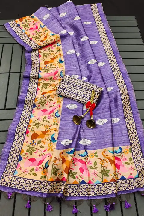 Soft Tussar silk saree with embroidered buttas uploaded by Vrindavan  on 11/19/2023