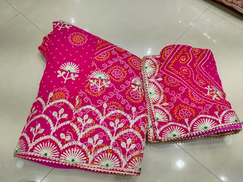 Sale sale sale sale sale  sale sale  sale sale sale sale pure 60g Georgette fabric lahnga Rai bandej uploaded by Gotapatti manufacturer on 11/19/2023