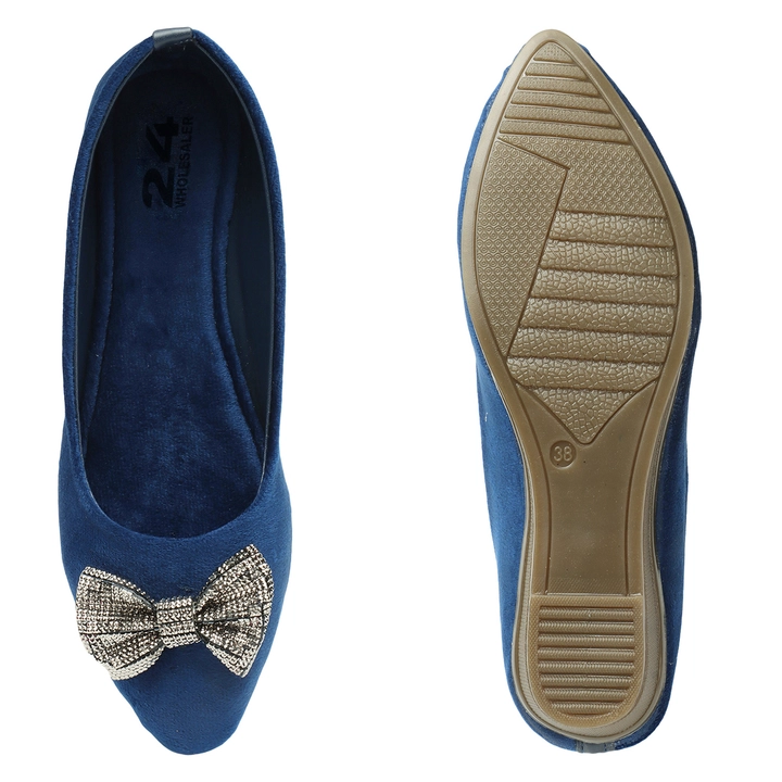 Fancy Blue Flats Ballerina for ladies in Golden embroidery work for party wear use woman bellies sh uploaded by TOHR on 11/20/2023