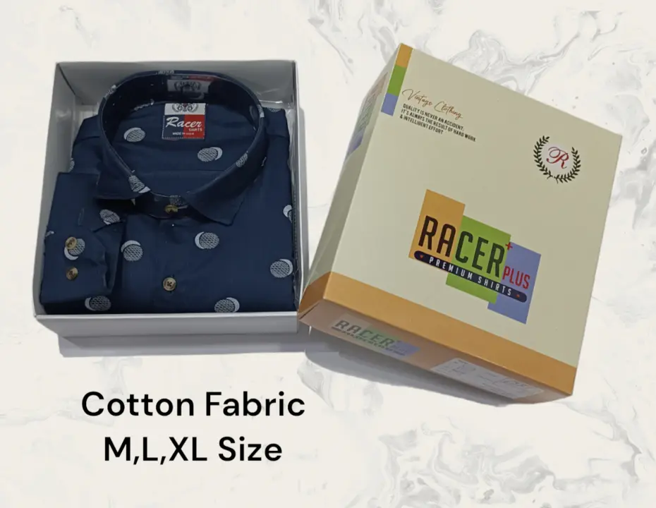 🏁🏁RACER PLUS🏁🏁(SUB BRAND OF 1KKA) EXCLUSIVE COTTON  PRINTED BOX PACK SHIRTS FOR MEN uploaded by Kushal Jeans, Indore on 11/20/2023