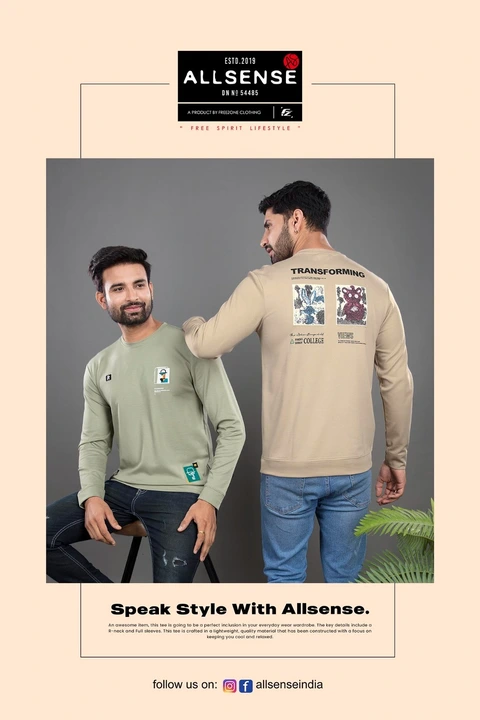 ALLSENSE Men's Printed Sweatshirt RN-FS  uploaded by business on 11/21/2023