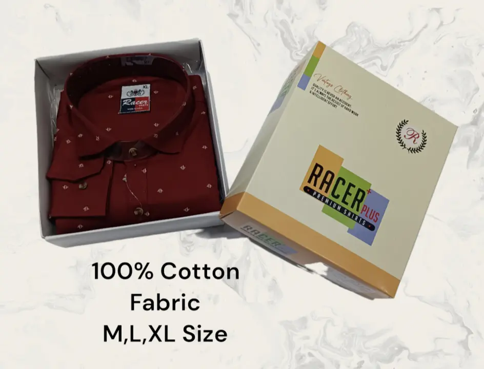 🏁🏁RACER PLUS🏁🏁(SUB BRAND OF 1KKA) EXCLUSIVE 100% COTTON  PRINTED BOX PACK SHIRTS FOR MEN uploaded by Kushal Jeans, Indore on 11/21/2023