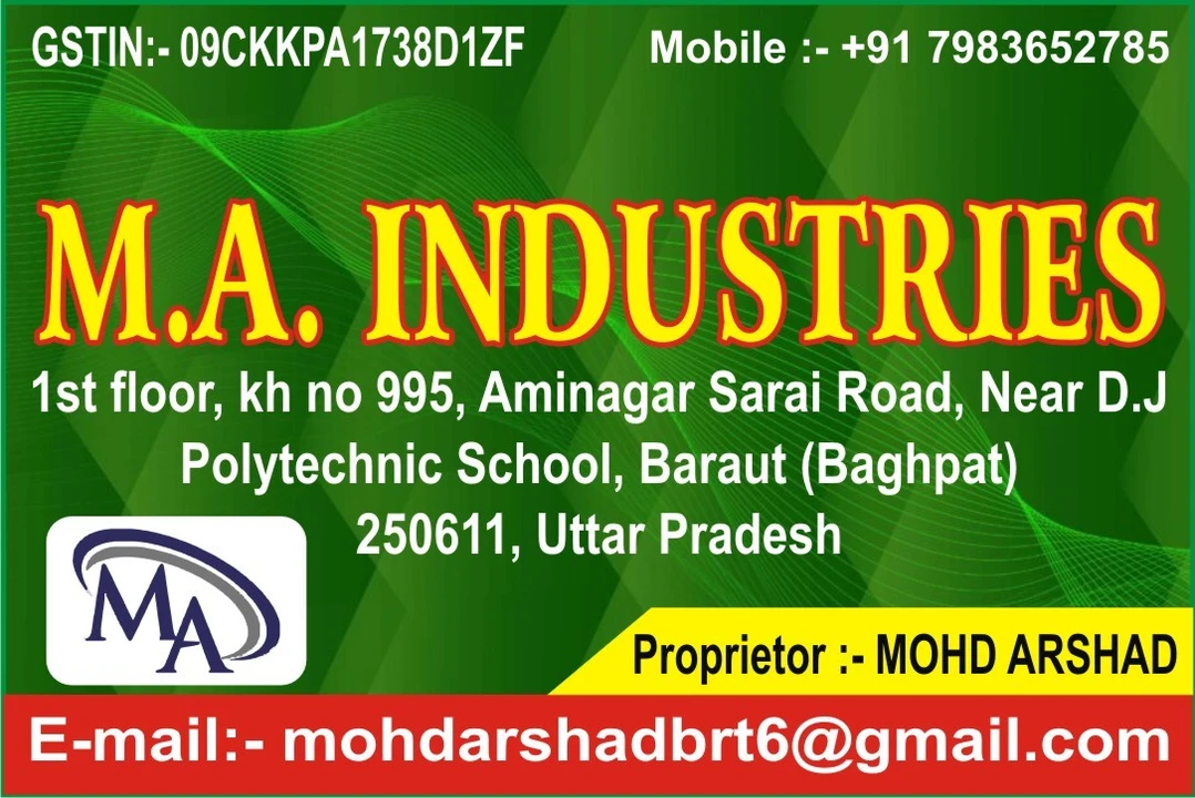 Visiting card store images of M.A INDUSTRIES
