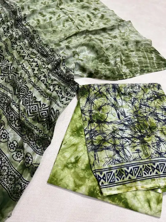 Handblock fancy batik print mulmul cotton chanderi dress material uploaded by Virasat handloom chanderi on 11/21/2023