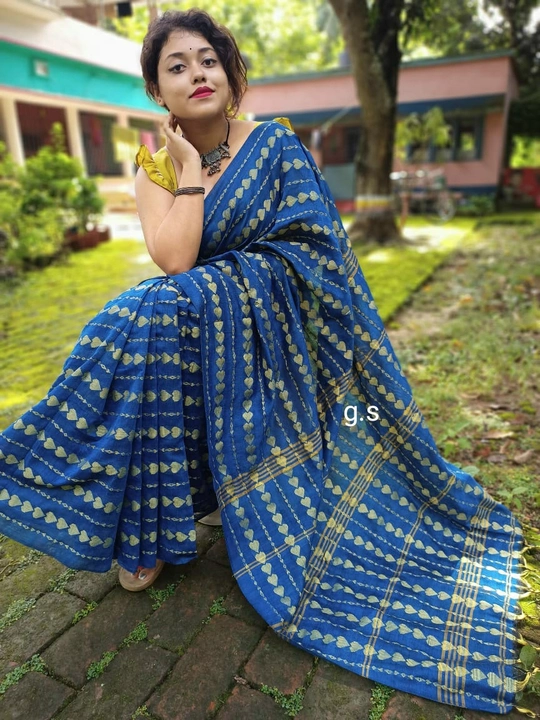 Katan silk saree with weaving design my contact number 7061152177  uploaded by Weavers gallery on 11/22/2023