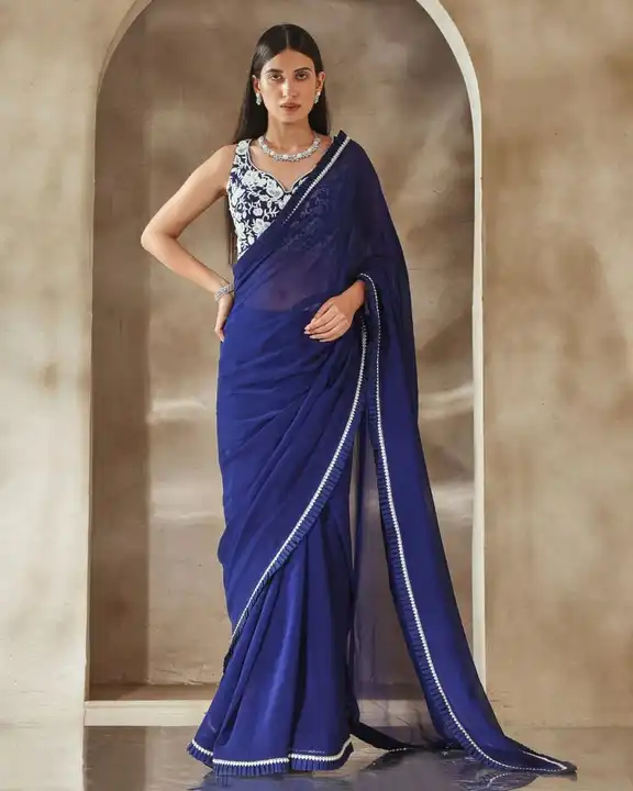 Blue colour party wear saree  uploaded by business on 11/22/2023