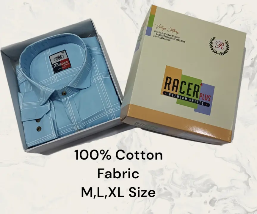 🏁🏁RACER PLUS🏁🏁(SUB BRAND OF 1KKA) EXCLUSIVE 100% COTTON  CHECKERED BOX PACK SHIRTS FOR MEN uploaded by Kushal Jeans, Indore on 11/22/2023
