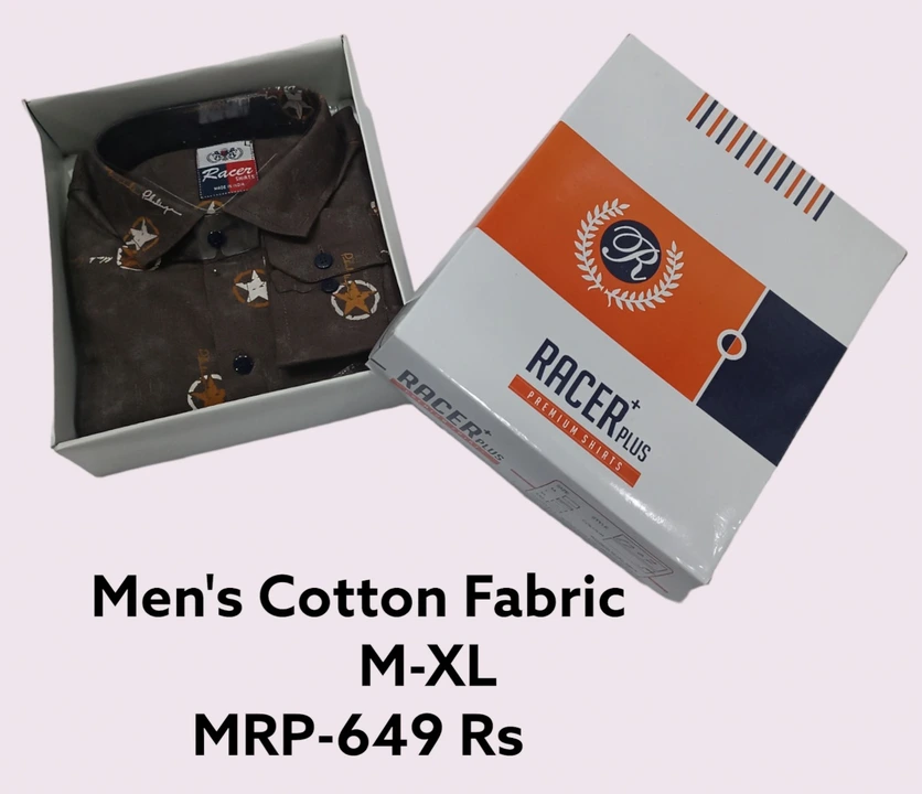 🏁🏁RACER PLUS🏁🏁(SUB BRAND OF 1KKA) EXCLUSIVE COTTON PRINTED BOX PACK SHIRTS FOR MEN uploaded by Kushal Jeans, Indore on 11/22/2023