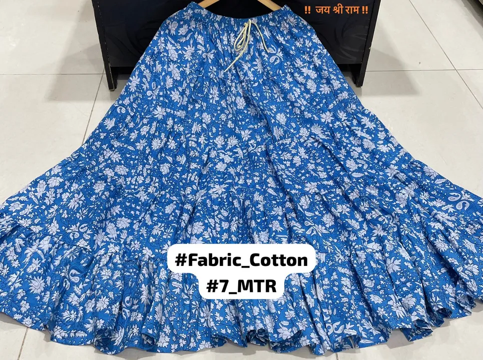 Post image Contact 9376319517
©️Beautiful 🥰 Cotton &amp; Rayon Printed 7 Meter Skirt Good quality Product* 

Size- free upto XXL-44
Langth- 39 inch
*Raund- 7 MTR*
PRICE- *450/-* Free shipping Gujrat