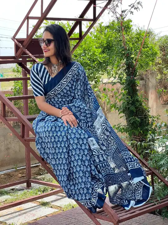 Hand block printed cotton mulmul sarees  uploaded by The print house  on 11/22/2023