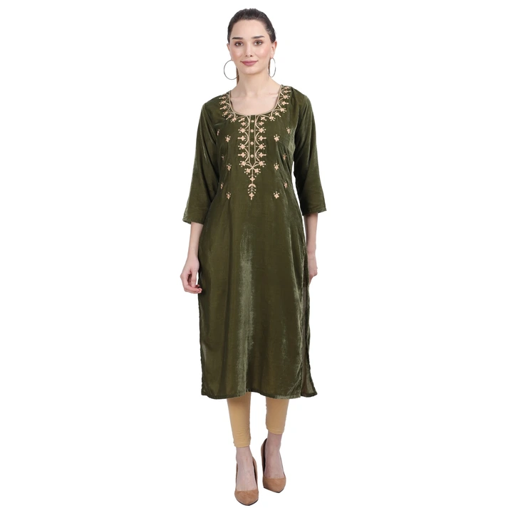 Micro velvet embroidery kurta for winter  size M to 4XL uploaded by Wevani kurti on 11/23/2023