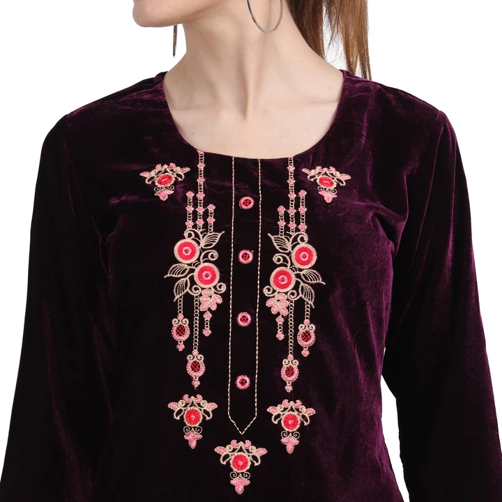 Micro velvet embroidery kurta for winter  size M to 4XL uploaded by business on 11/23/2023
