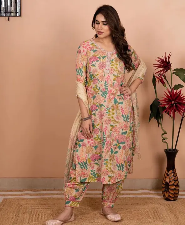 Cotton printed kurta pant and dupatta set  uploaded by business on 11/23/2023
