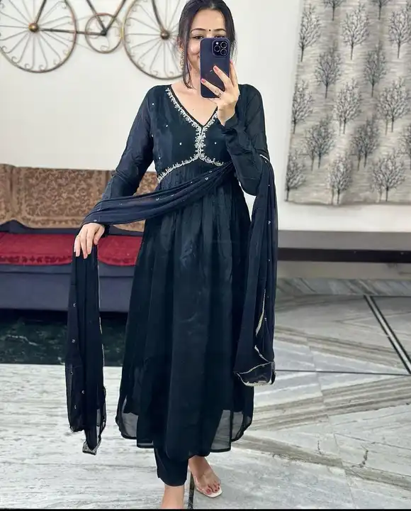 Black embroidered kurta pant and dupatta set  uploaded by business on 11/23/2023