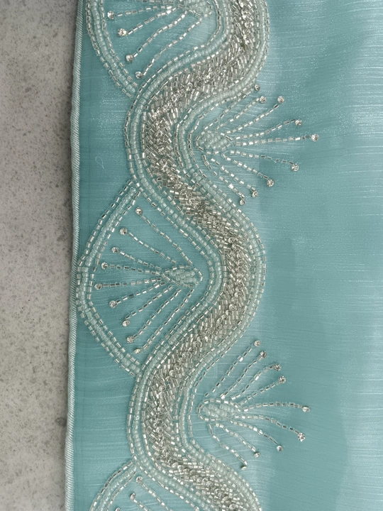 Hand embroidery saree with glass jarkan work uploaded by R u zari arts on 11/23/2023