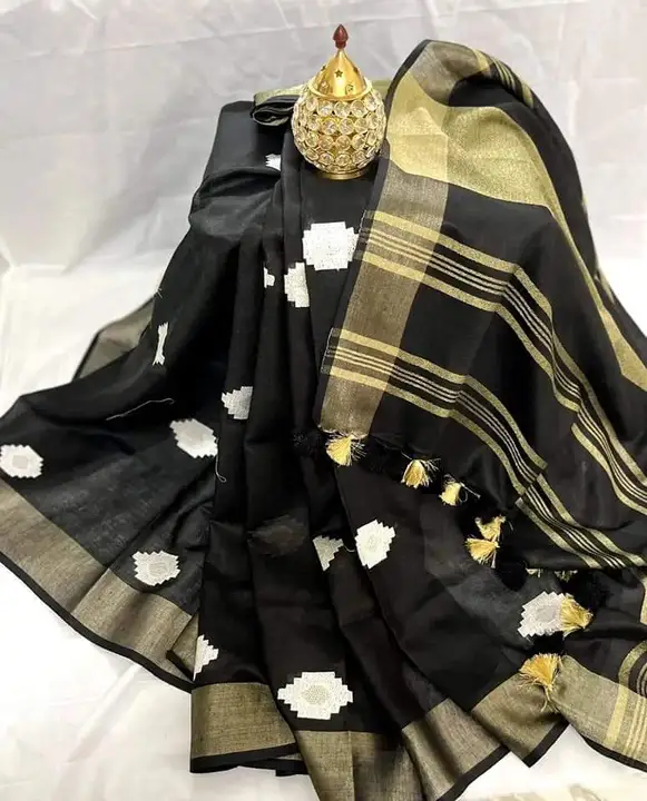 Linen saree  uploaded by  bhagalpuri silk saree on 11/23/2023