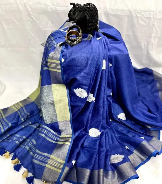 Linen saree  uploaded by  bhagalpuri silk saree on 11/23/2023