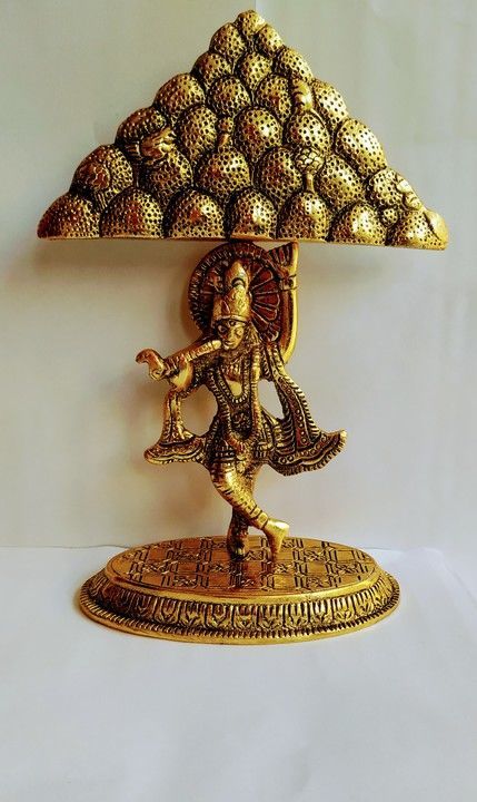 Metal Golden Lord Krishna with Goverdhan Giriraj Parvat uploaded by RR TRADING COMPANY on 3/23/2021