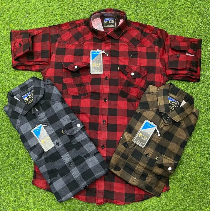 Double pocket Cotton checkered shirts uploaded by business on 11/24/2023