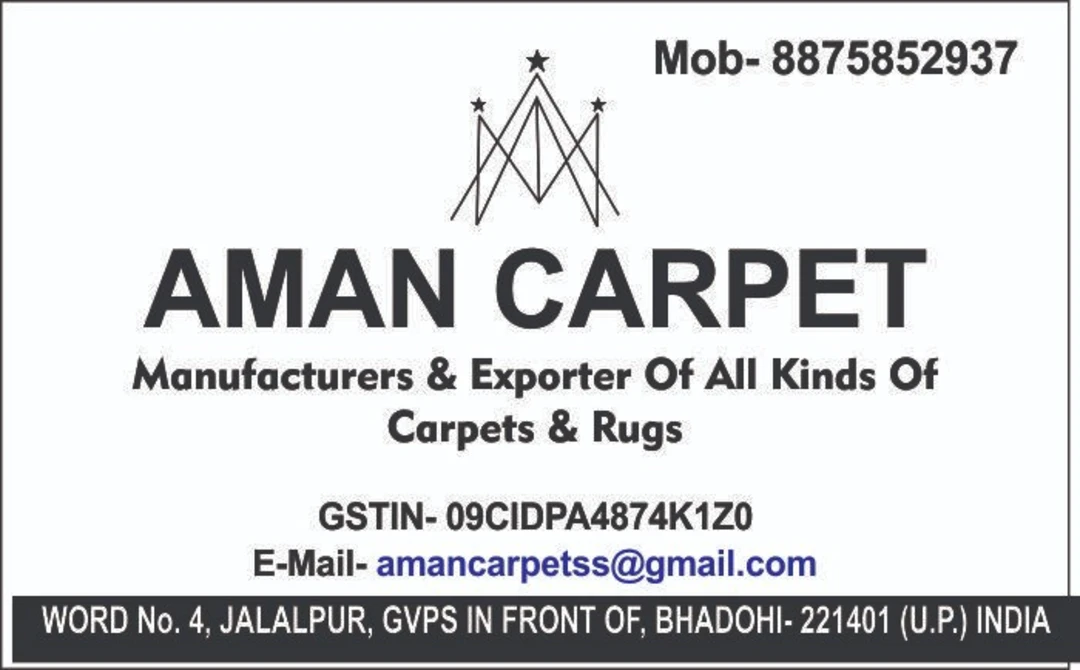 Visiting card store images of Aman Carpet 