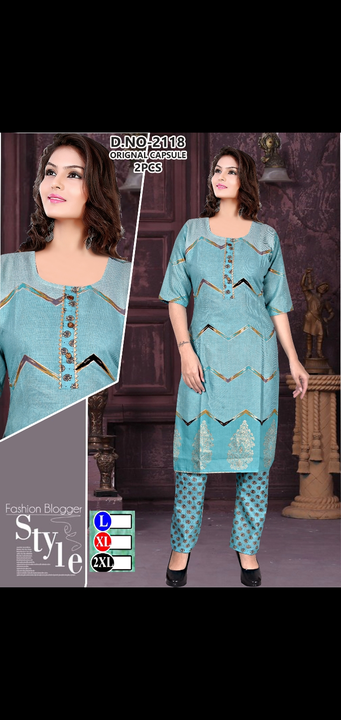 2 pcs printed kurti pant sets heavy  uploaded by Radha Creation , Maira sales for Readymade items on 11/24/2023