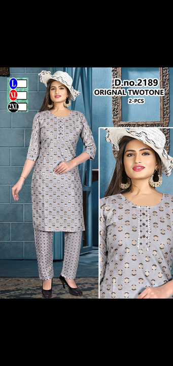 2 pcs printed kurti pant sets heavy  uploaded by Radha Creation , Maira sales for Readymade items on 11/24/2023