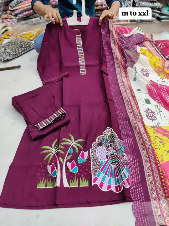 *SUPER HIT PARTY WEAR EMBROIDERY DHAKA WORK KURTI WITH OVERALL DHAKA AND DHINGLA WORK ON YOK WITH AF uploaded by business on 11/24/2023