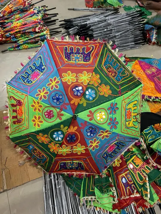 Hathi embroidery handcrafted umbrella uploaded by business on 11/25/2023