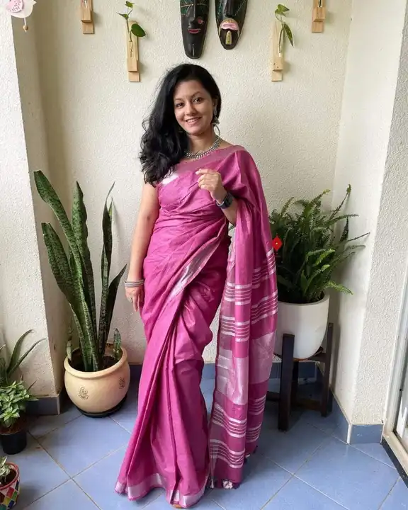 Linen by linen saree book on my phone number 7061152177  uploaded by Weavers gallery on 11/25/2023