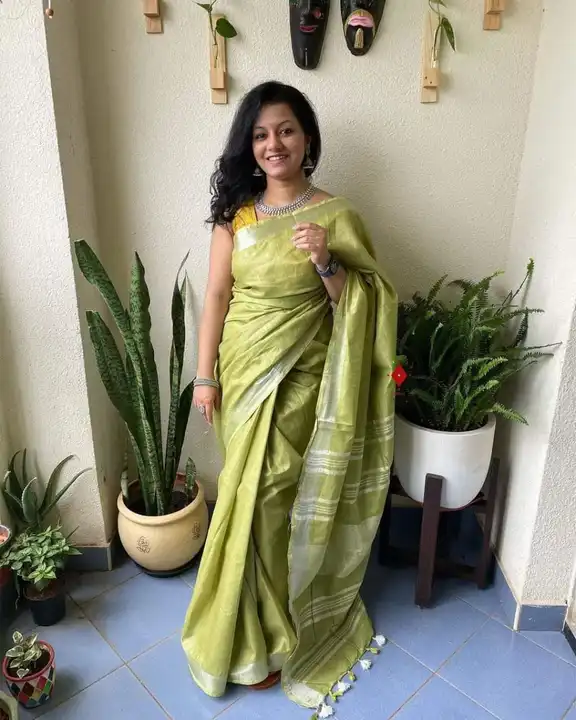 Linen by linen saree book on my phone number 7061152177  uploaded by Weavers gallery on 11/25/2023