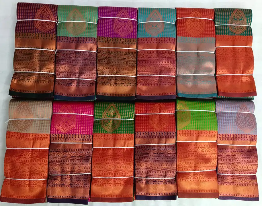 Lichi copper jari weaving border butta exclusive design with fancy colour matching  uploaded by M ARVIND & CO on 11/25/2023